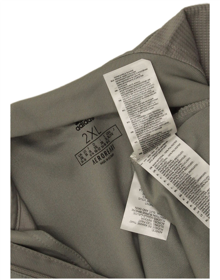 Adidas Womens Aeroready Zip Neck Pullover Tracksuit Top UK 24/26 2XL Grey