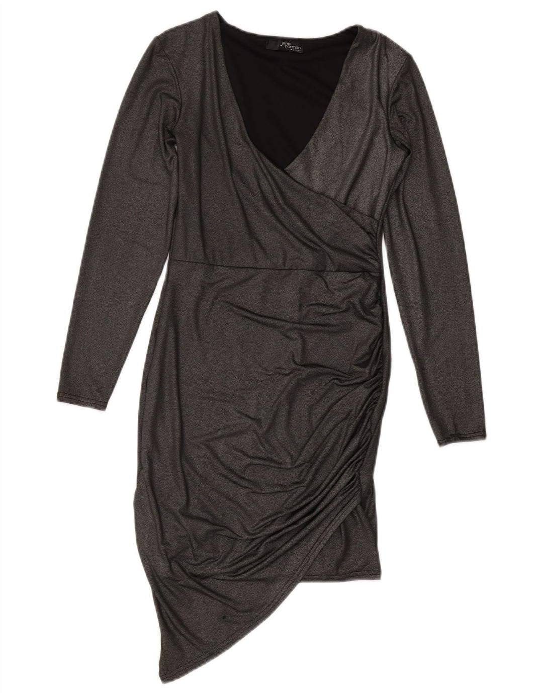 JANE NORMAN Womens Long Sleeve Asymmetrical Dress UK 8 Small  Grey