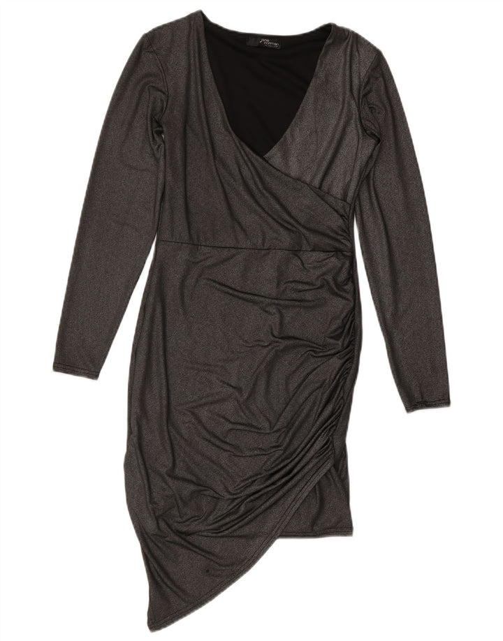 JANE NORMAN Womens Long Sleeve Asymmetrical Dress UK 8 Small  Grey