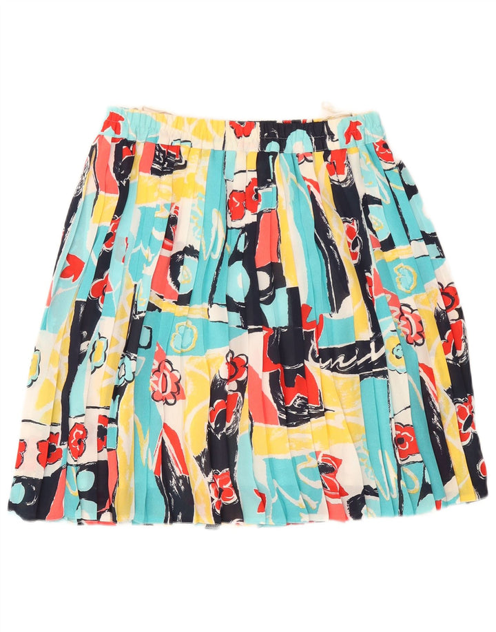 Vintage Womens Abstract Pattern Knife Pleated Skirt UK 14 Medium W32 Multic