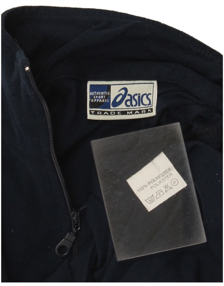 Asics Mens Zip Neck Pullover Tracksuit Top Small Navy Blue Polyester