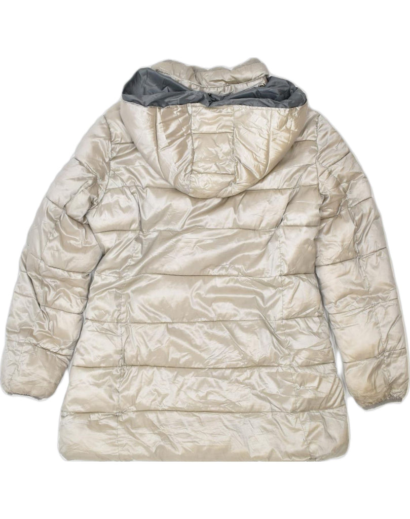 ELLESSE Womens Hooded Padded Jacket UK 16 Large Grey Polyester | Vintage | Thrift | Second-Hand | Used Clothing | Messina Hembry 