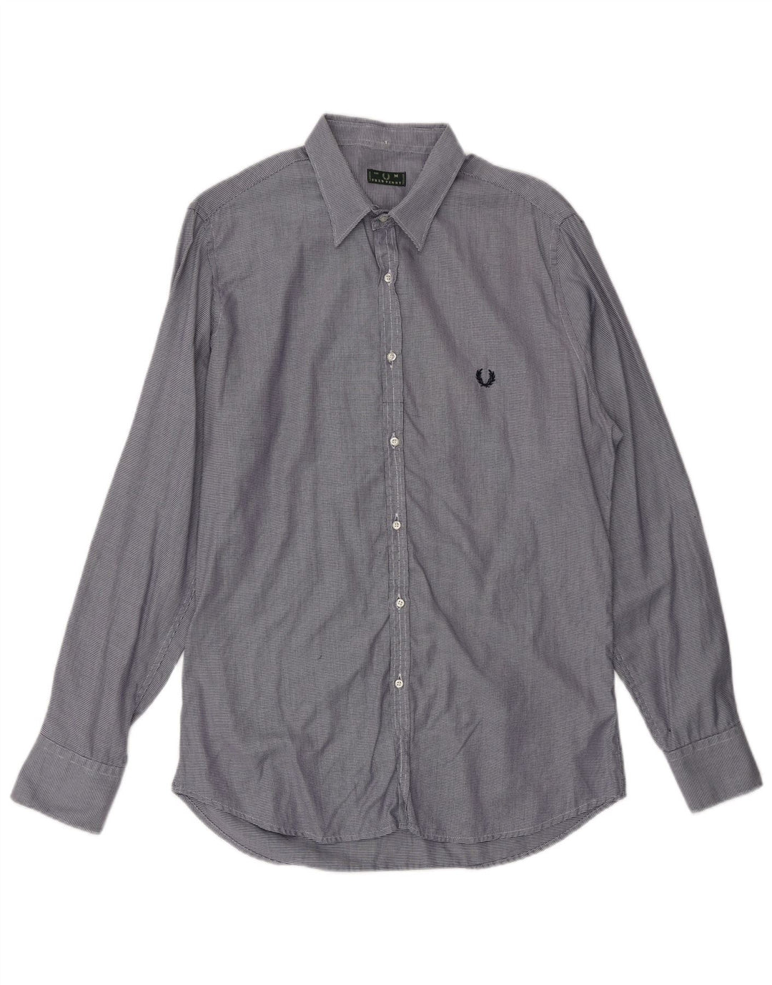 FRED PERRY Mens Shirt Medium Blue Pinstripe Cotton