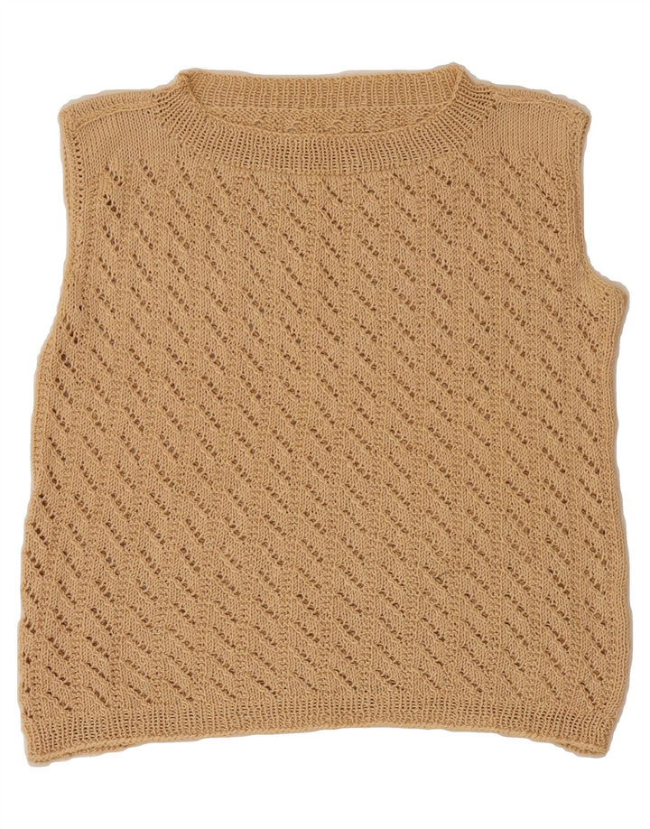 VINTAGE Womens Vest Tank Top UK 14 Large Beige Vintage Vintage and Second-Hand Vintage from Messina Hembry 