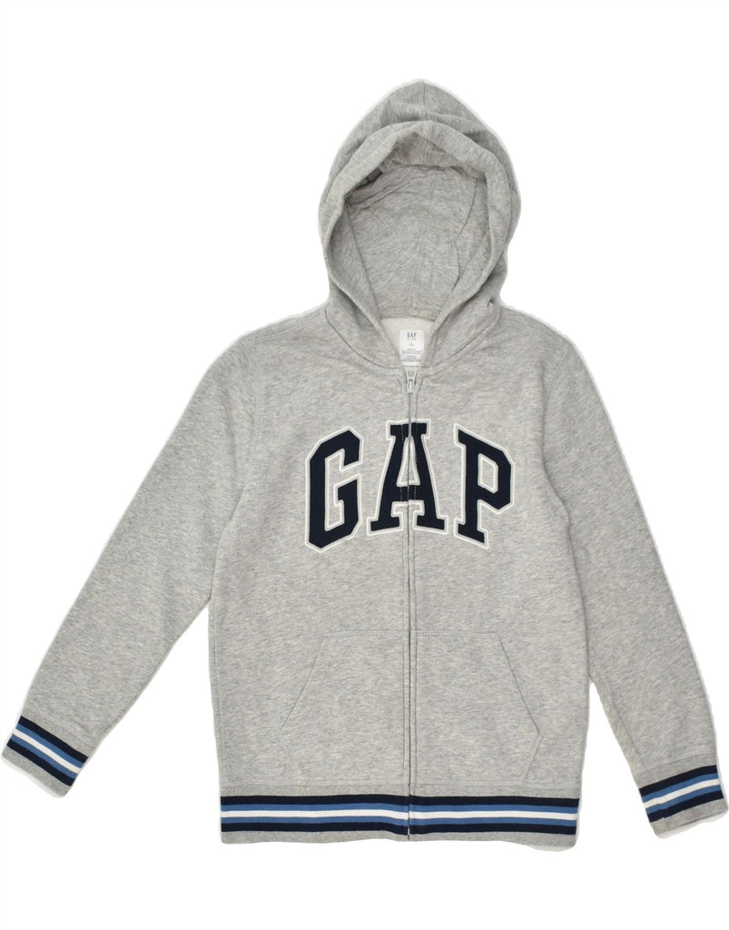 GAP Boys Graphic Zip Hoodie Sweater 9-10 Years Large  Grey Cotton | Vintage Gap | Thrift | Second-Hand Gap | Used Clothing | Messina Hembry 