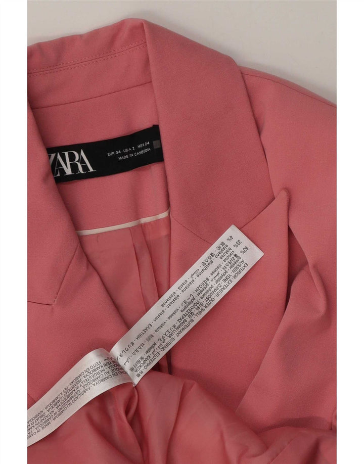 Zara Womens 1 Button Blazer Jacket EU 34 2XS Pink Polyester