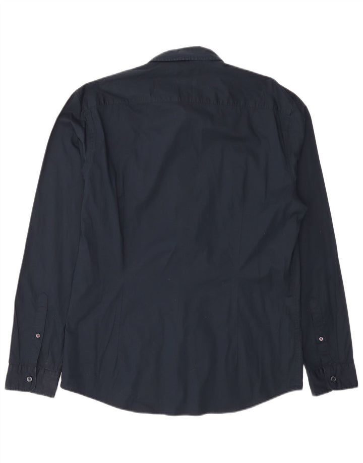 Esprit Mens Slim Fit Shirt Large Navy Blue Cotton