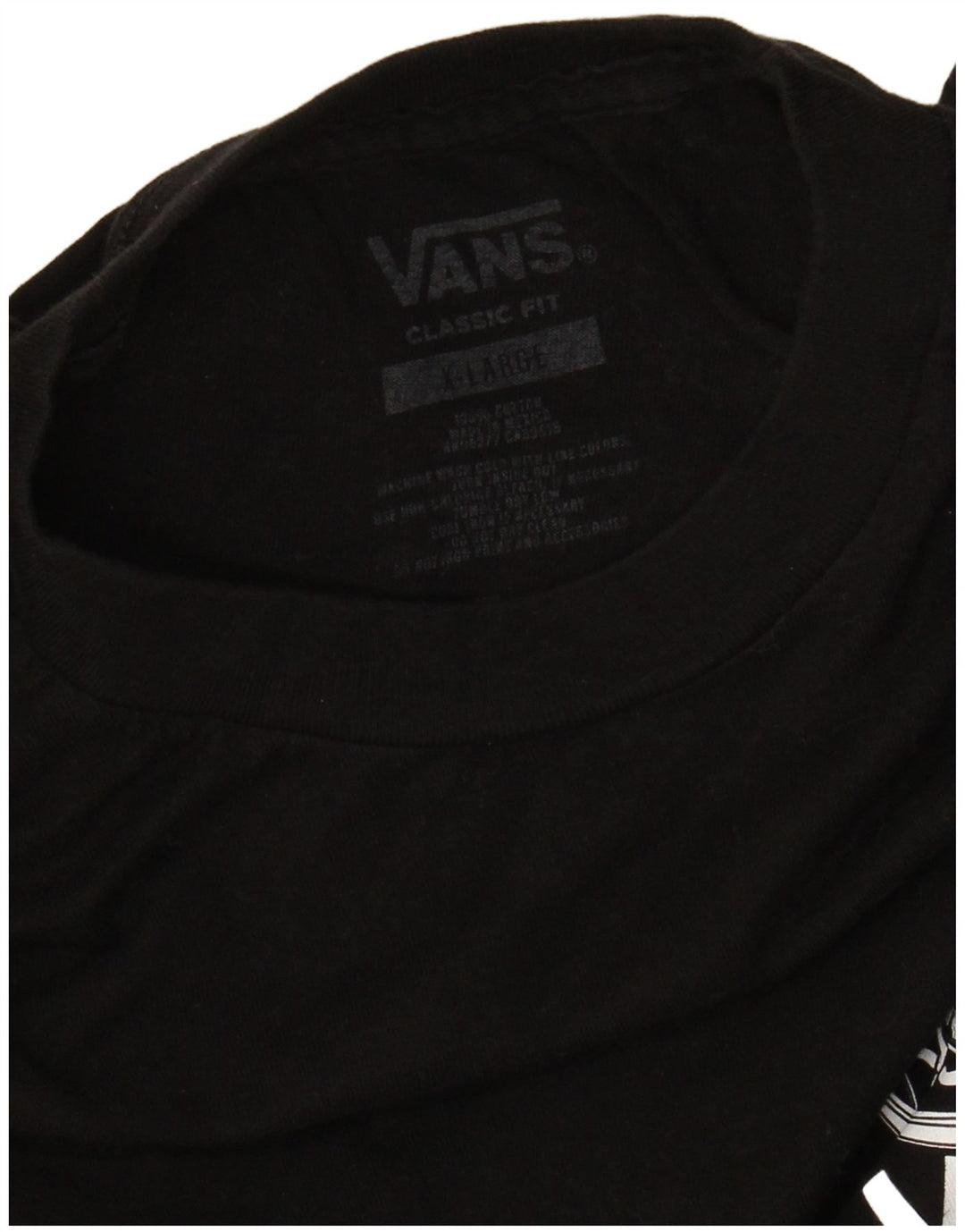 VANS Mens Classic Fit Graphic T-Shirt Top XL Black Cotton