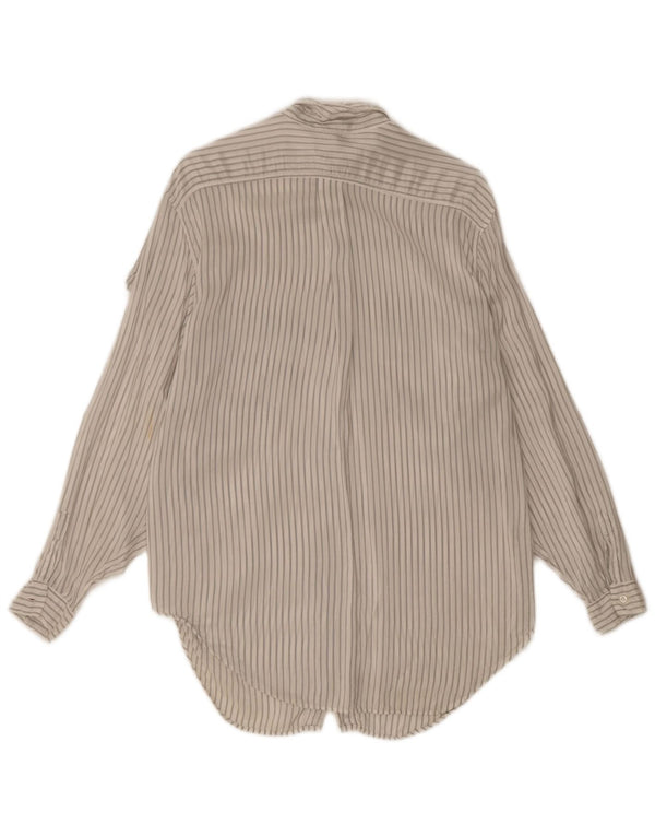 Benetton Womens Tall Shirt UK 10 Small White Striped Viscose