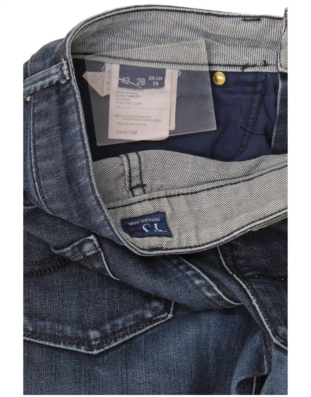Trussardi Womens Slim Jeans W26 L29 Navy Blue Cotton