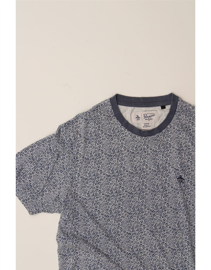 PENGUIN Mens T-Shirt Top Small Navy Blue Floral Cotton Vintage Penguin and Second-Hand Penguin from Messina Hembry 