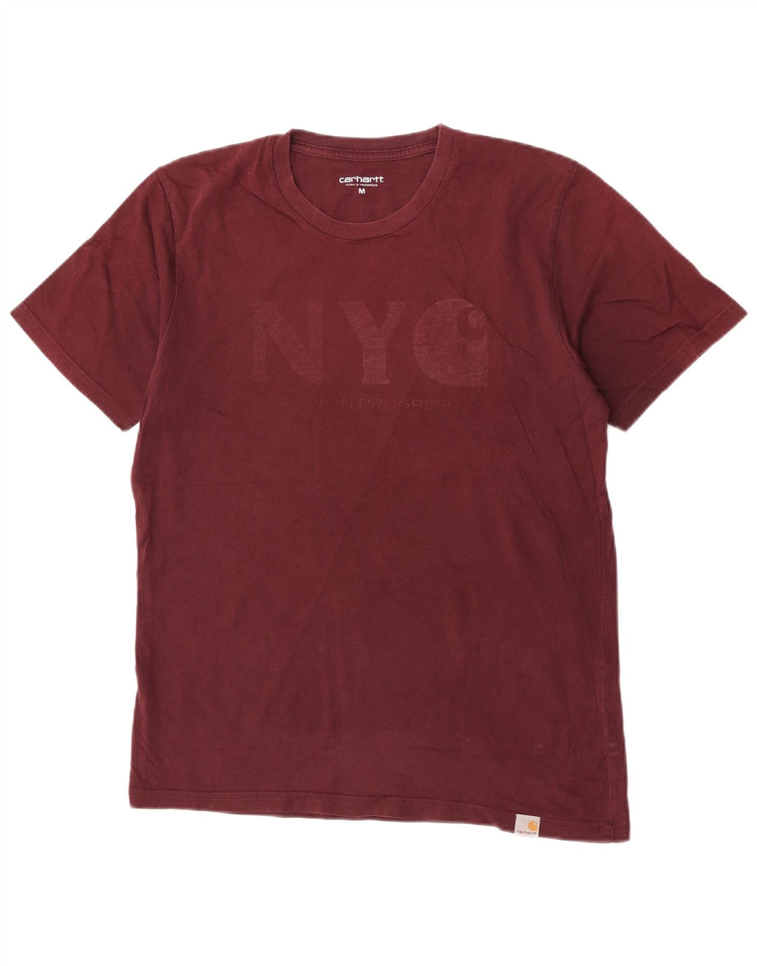 Carhartt Mens Graphic T-Shirt Top Medium Burgundy Cotton
