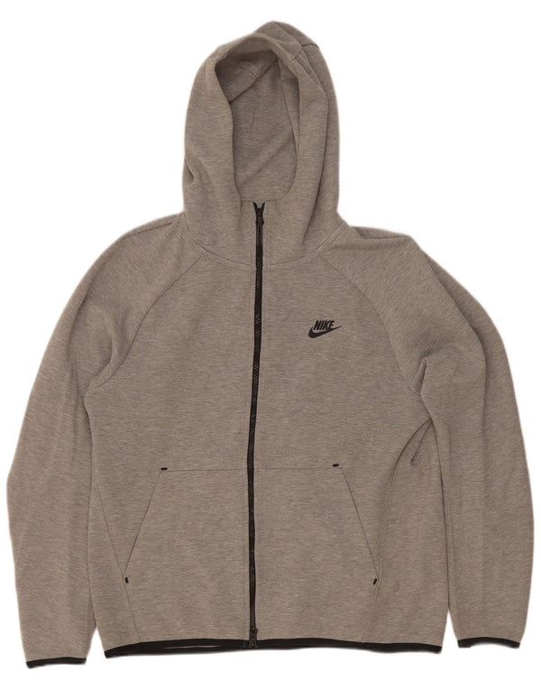 Nike Mens Zip Hoodie Sweater Medium Grey Flecked Cotton