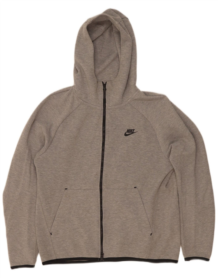 Nike Mens Zip Hoodie Sweater Medium Grey Flecked Cotton