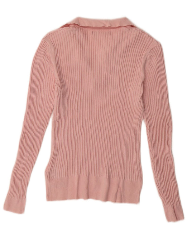 Marks & Spencer Womens Polo Neck Jumper Sweater UK 10 Small Pink Viscose