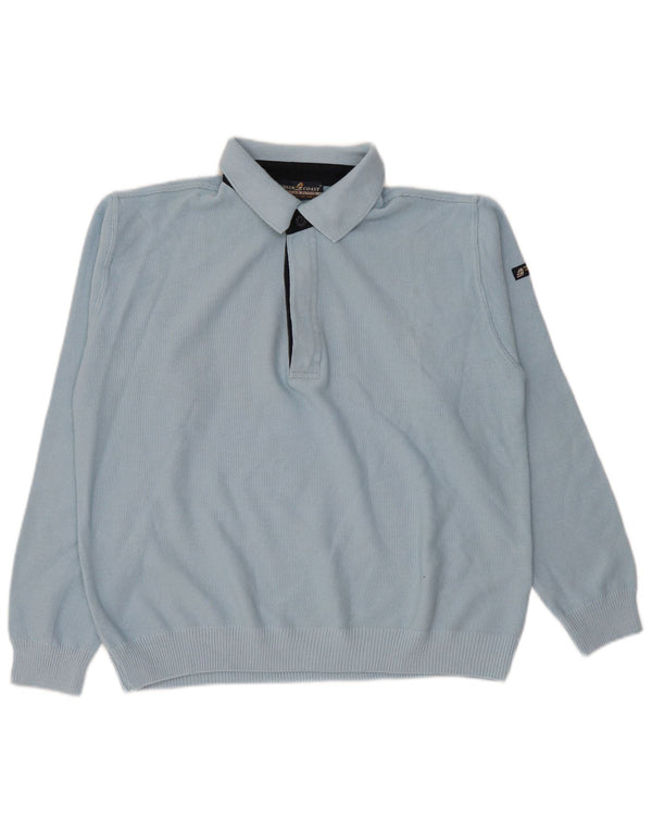Green Coast Mens Polo Neck Jumper Sweater IT 50 Medium Blue