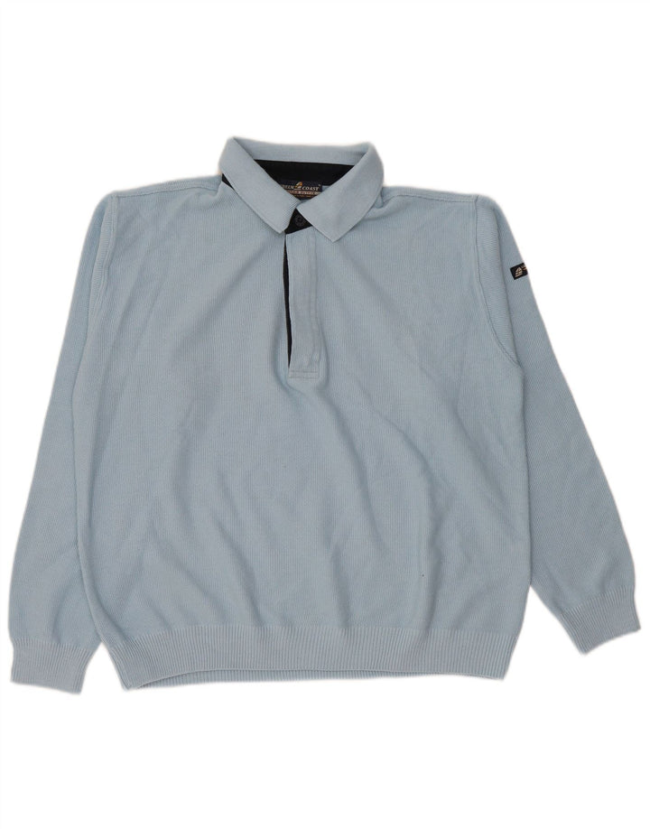 Green Coast Mens Polo Neck Jumper Sweater IT 50 Medium Blue