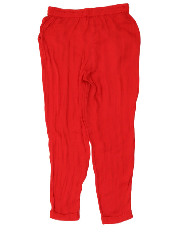 Zara Womens Trafaluc Cropped Trousers UK 12 Medium W28 L26 Red