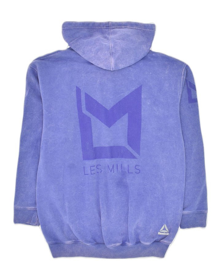 REEBOK Womens Graphic Hoodie Jumper UK 6 XS Purple Polyester | Vintage Reebok | Thrift | Second-Hand Reebok | Used Clothing | Messina Hembry 