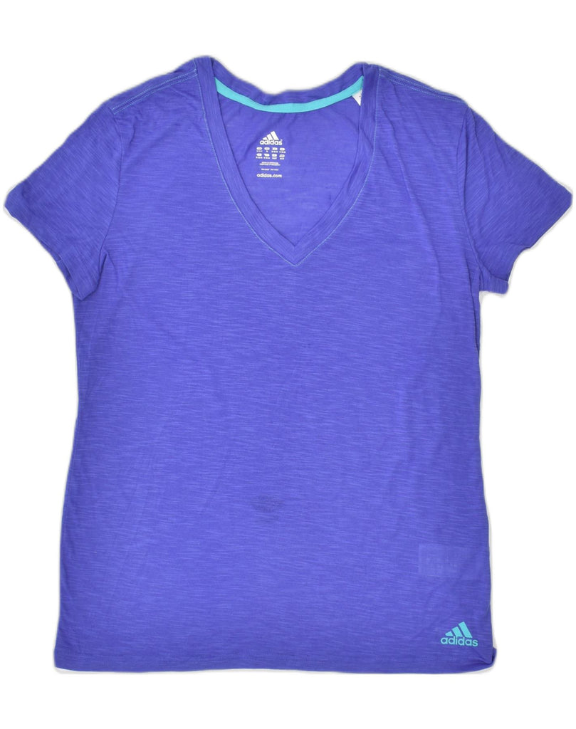 ADIDAS Womens Climalite T-Shirt Top UK 12- 14 Medium Purple Polyester | Vintage | Thrift | Second-Hand | Used Clothing | Messina Hembry 