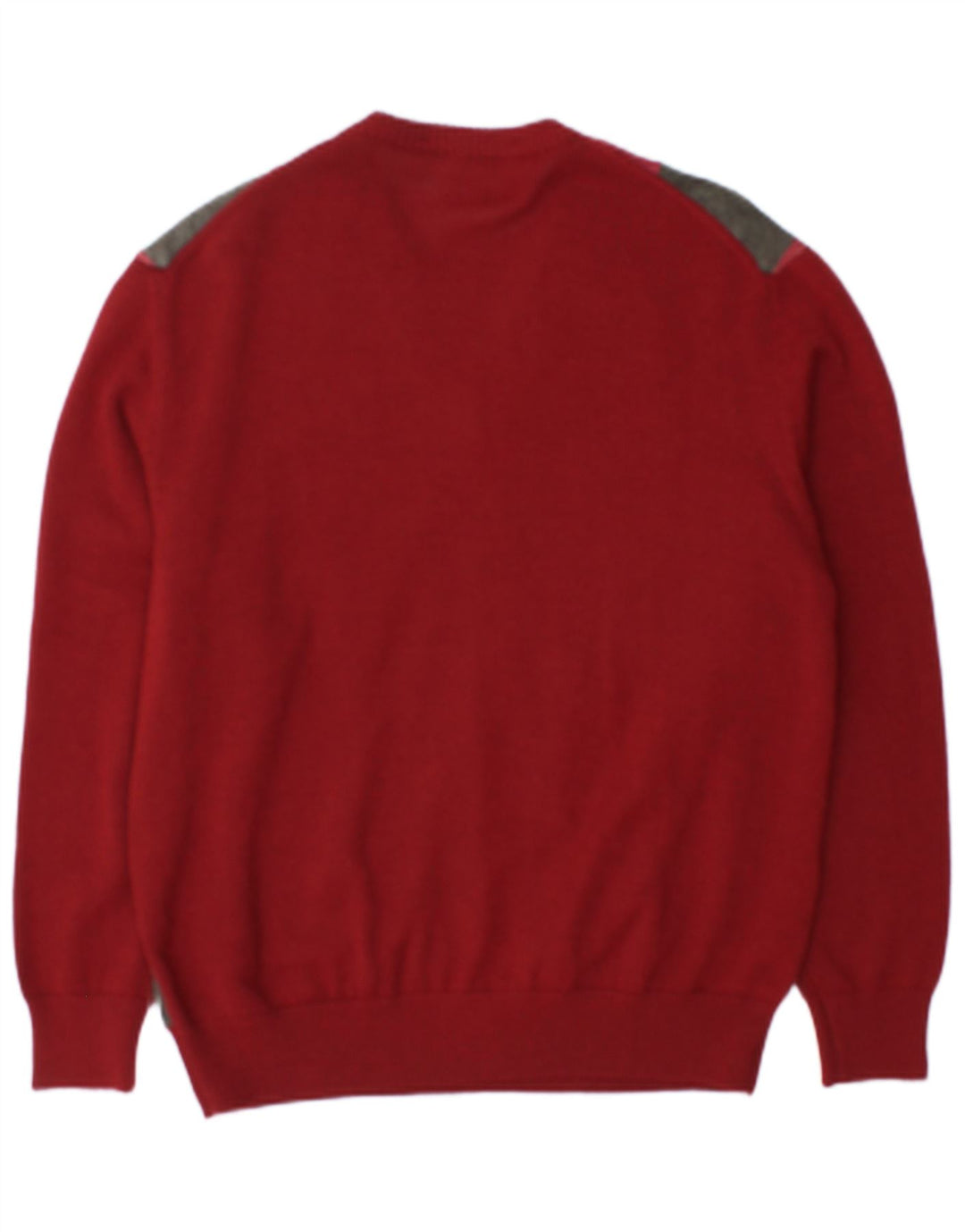 Vintage Mens V-Neck Jumper Sweater IT 48 Medium Burgundy Argyle/Diamond