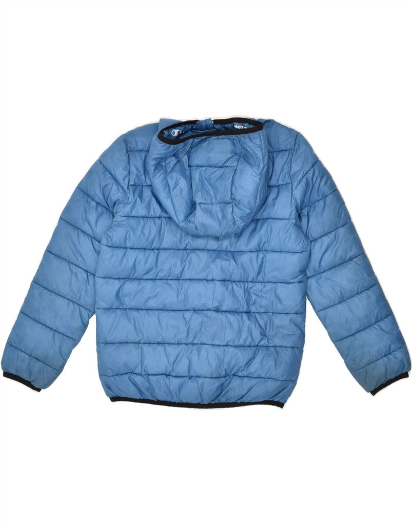 CHAMPION Boys Hooded Padded Jacket 10-11 Years Blue Polyester | Vintage Champion | Thrift | Second-Hand Champion | Used Clothing | Messina Hembry 