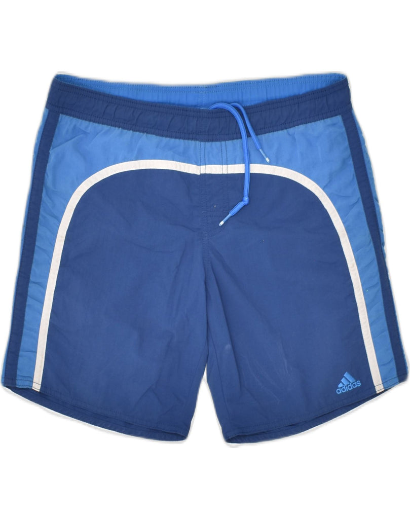 ADIDAS Mens Graphic Sport Shorts XS Blue Colourblock Polyester | Vintage Adidas | Thrift | Second-Hand Adidas | Used Clothing | Messina Hembry 