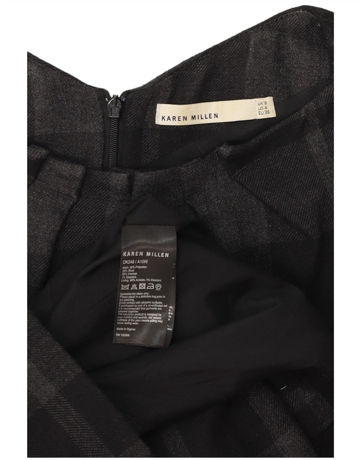 Karen Millen Womens Sheath Dress UK 8 Small  Black Check Polyester