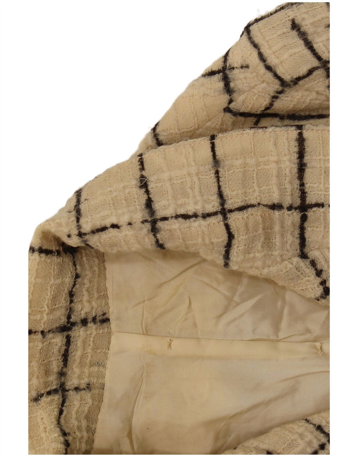 Vintage Womens 4 Button Blazer Jacket UK 10 Small Beige Check