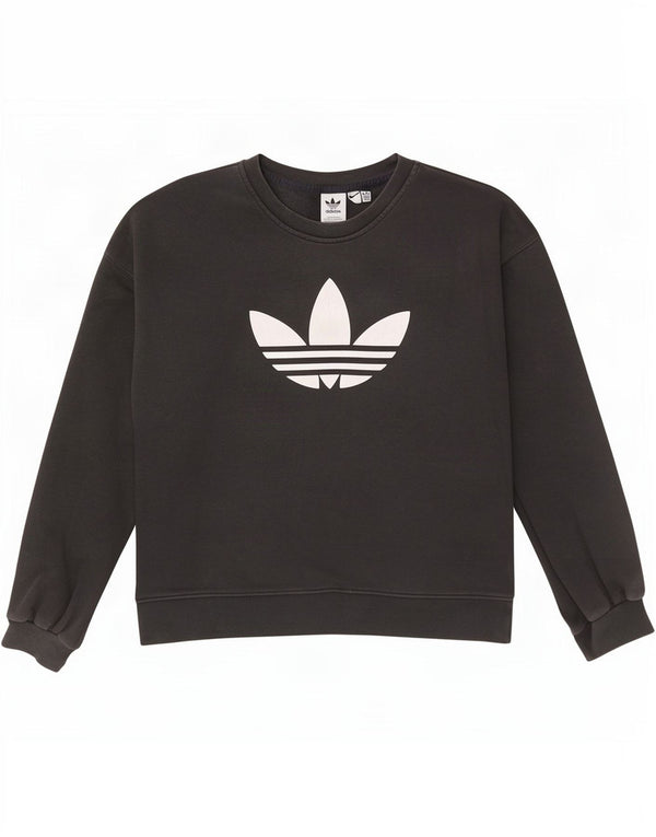Adidas Womens Graphic Oversized Sweatshirt Jumper UK 16 Large Black Cotton