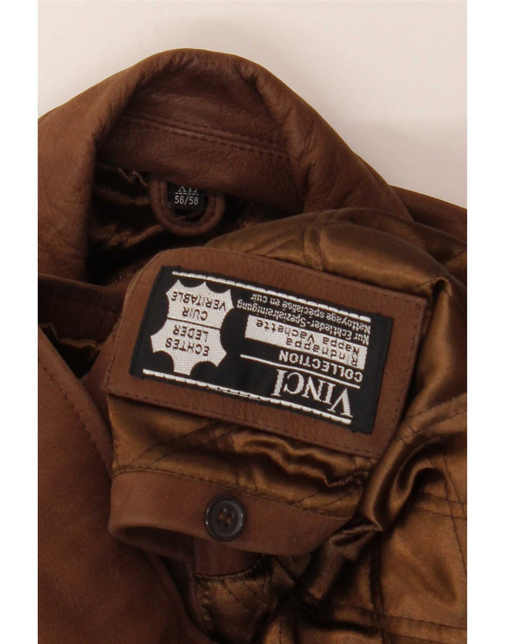 Vinci Mens Leather Jacket IT 56/58 XL Brown