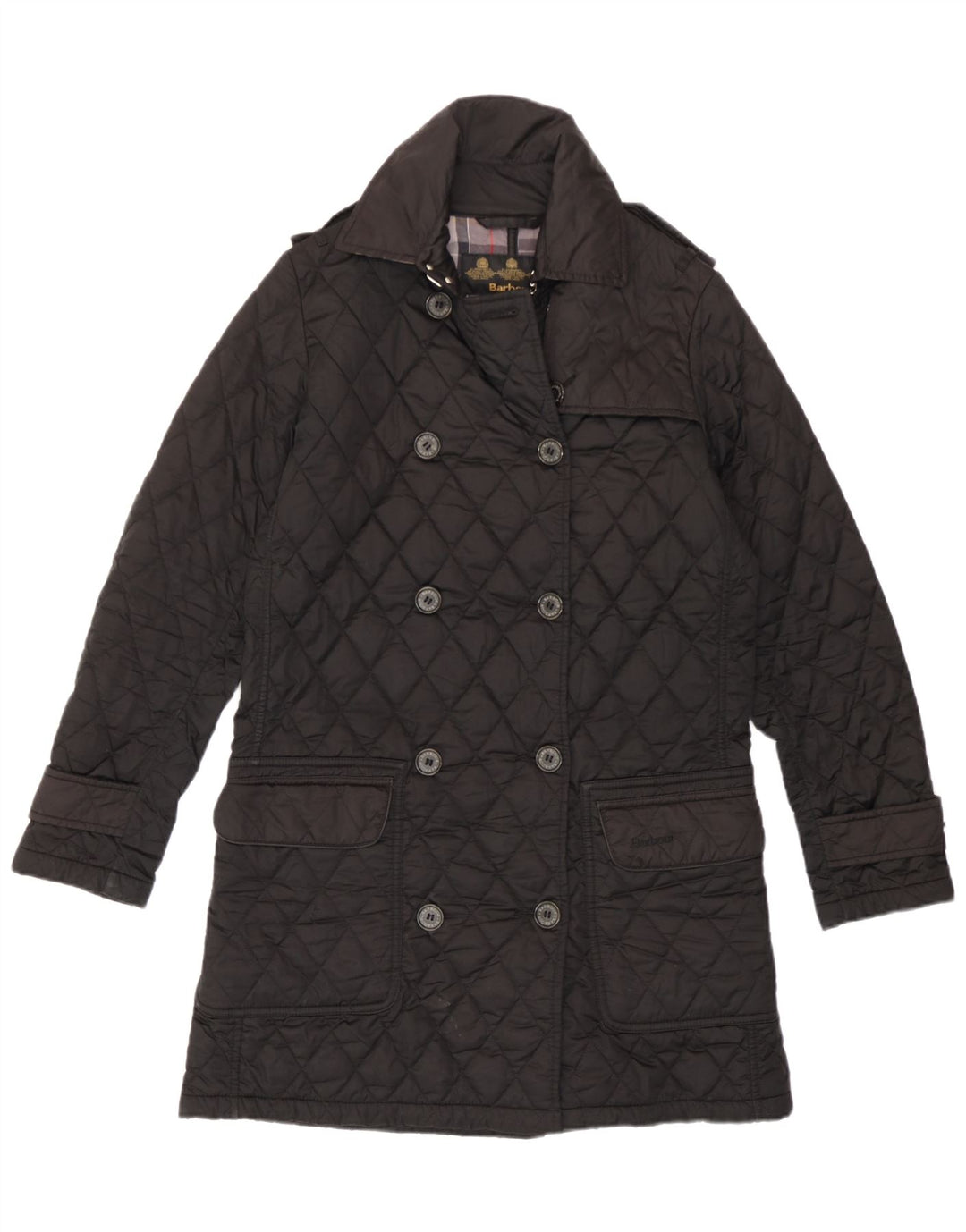Barbour Womens Military Quilted Double Breasted Coat UK 10 Small Black