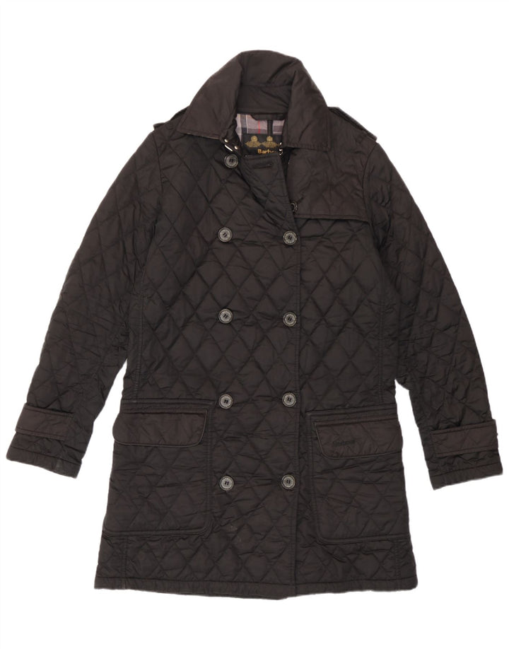 Barbour Womens Military Quilted Double Breasted Coat UK 10 Small Black