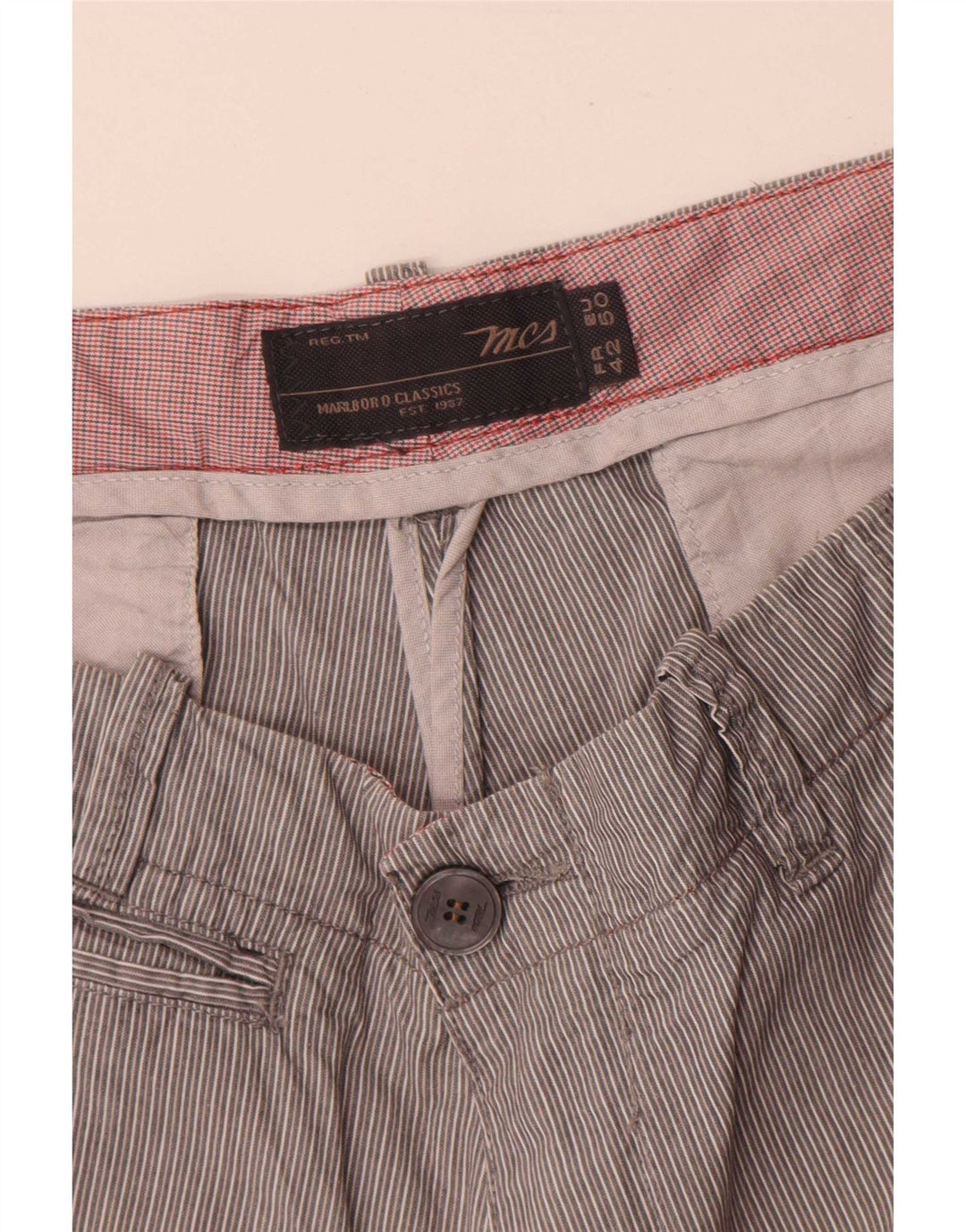 Marlboro Classics Mens Chino Shorts EU 50 Large W34 Grey Pinstripe