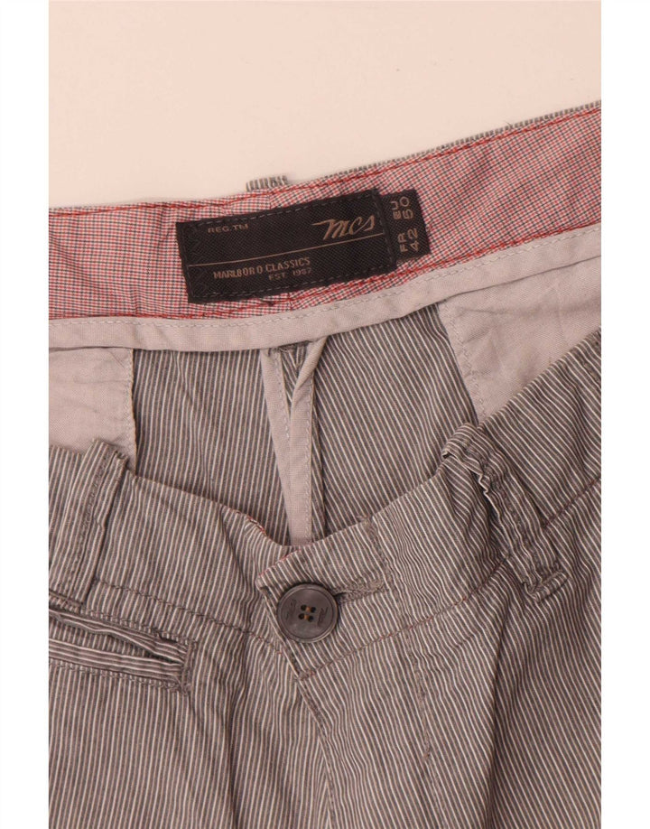Marlboro Classics Mens Chino Shorts EU 50 Large W34 Grey Pinstripe