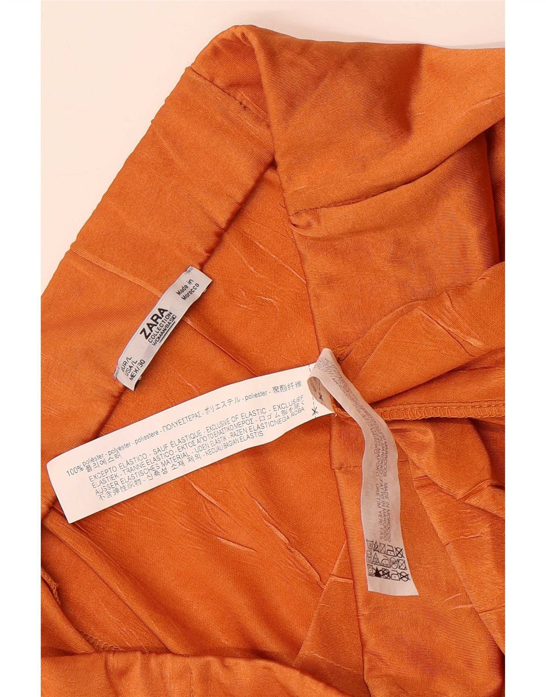 Zara Womens High Waist Maxi Skirt Large W30 Orange Polyester