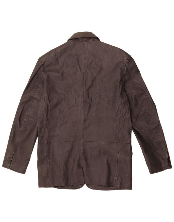 Vintage Mens 3 Button Leather Blazer Jacket UK 38 Medium Black Leather