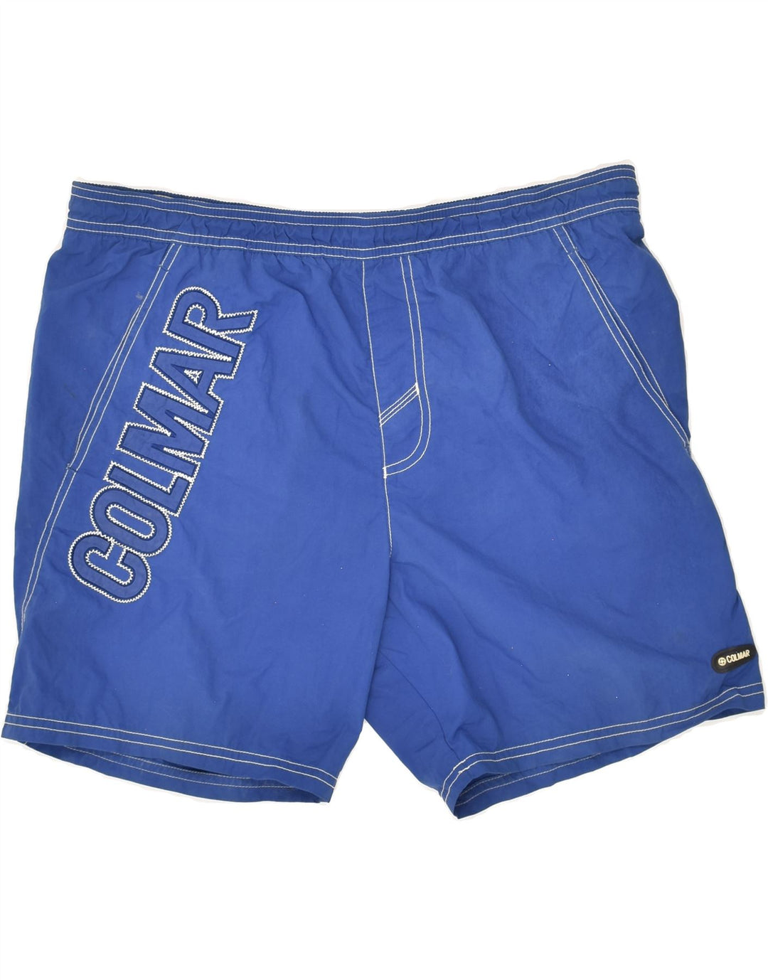 COLMAR Mens Graphic Sport Shorts IT 52 XL Blue Polyester Vintage Colmar and Second-Hand Colmar from Messina Hembry 