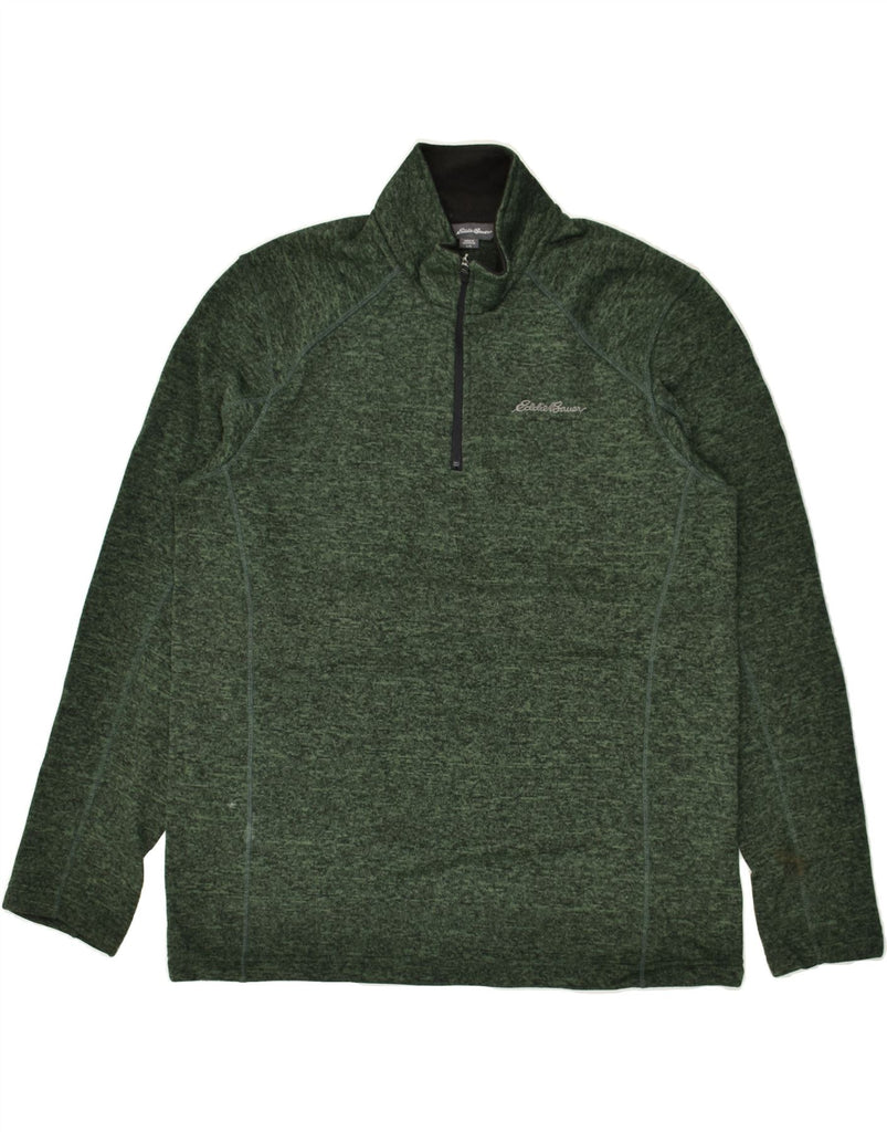 EDDIE BAUER Mens Zip Neck Sweatshirt Jumper Large Green Pinstripe | Vintage Eddie Bauer | Thrift | Second-Hand Eddie Bauer | Used Clothing | Messina Hembry 