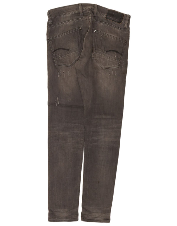 G-Star Mens Revend Distressed Super Slim Jeans W32 L32 Grey Cotton