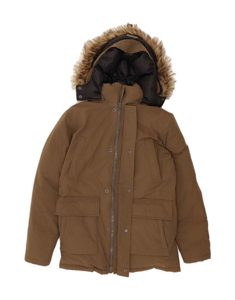 SCHOTT Mens Hooded Padded Jacket UK 38 Medium Khaki Nylon Vintage Schott and Second-Hand Schott from Messina Hembry 