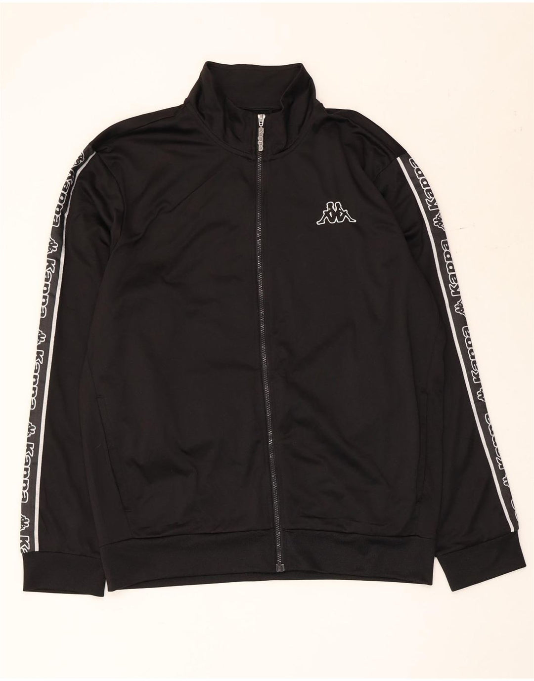 Kappa Mens Graphic Tracksuit Top Jacket XL Black Polyester