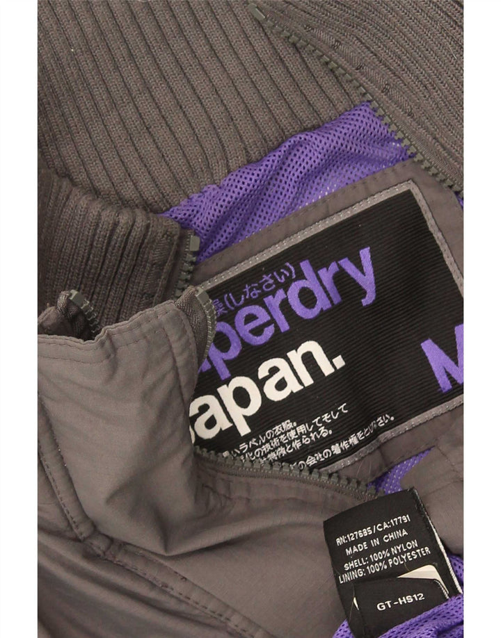 Superdry Womens Graphic Windbreaker Jacket UK 12 Medium Grey Polyester