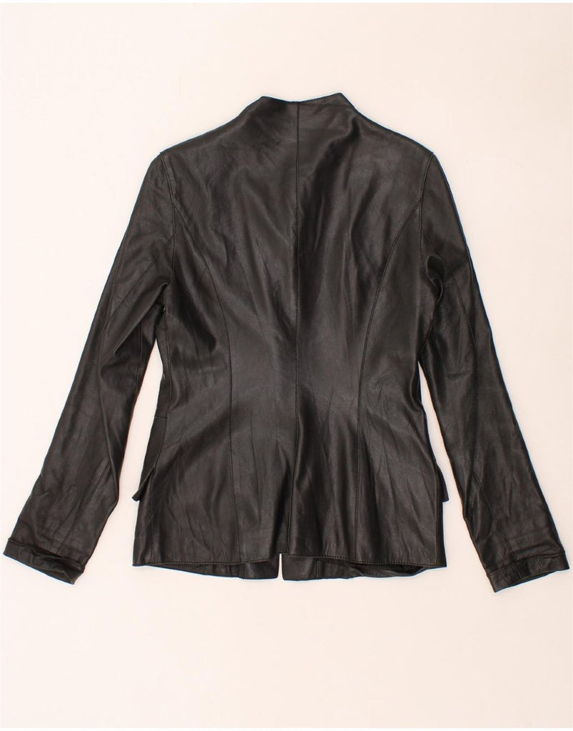 VINTAGE Womens Leather Jacket IT 42 Medium Black Leather Vintage Vintage and Second-Hand Vintage from Messina Hembry 