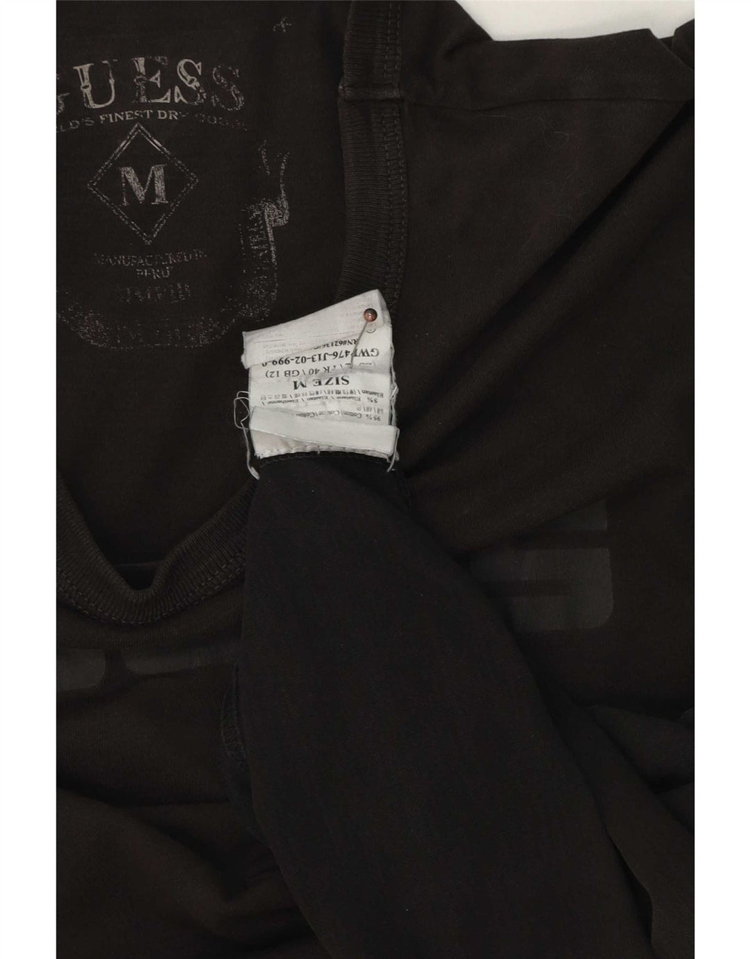 Guess Mens Graphic T-Shirt Top Medium Black Cotton