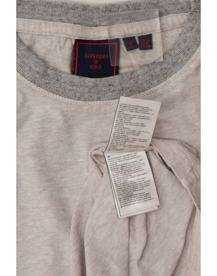 Superdry Womens Oversized T-Shirt Top UK 10 Small Grey Flecked Cotton