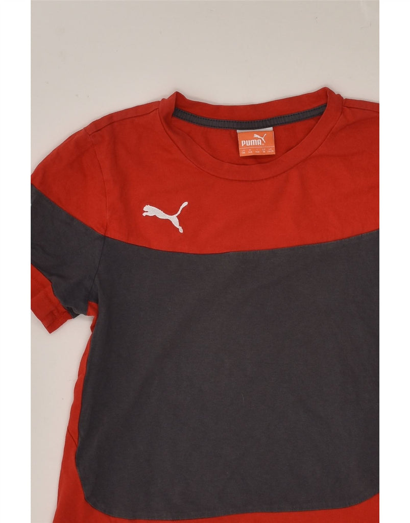 PUMA Boys T-Shirt Top 9-10 Years Medium Red Colourblock | Vintage Puma | Thrift | Second-Hand Puma | Used Clothing | Messina Hembry 