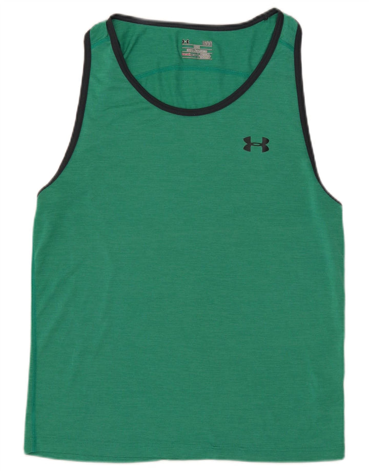 Under Armour Mens Heat Gear Vest Top Large Green Colourblock Polyester