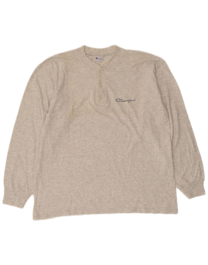 Champion Mens Top Long Sleeve XL Grey Flecked Cotton