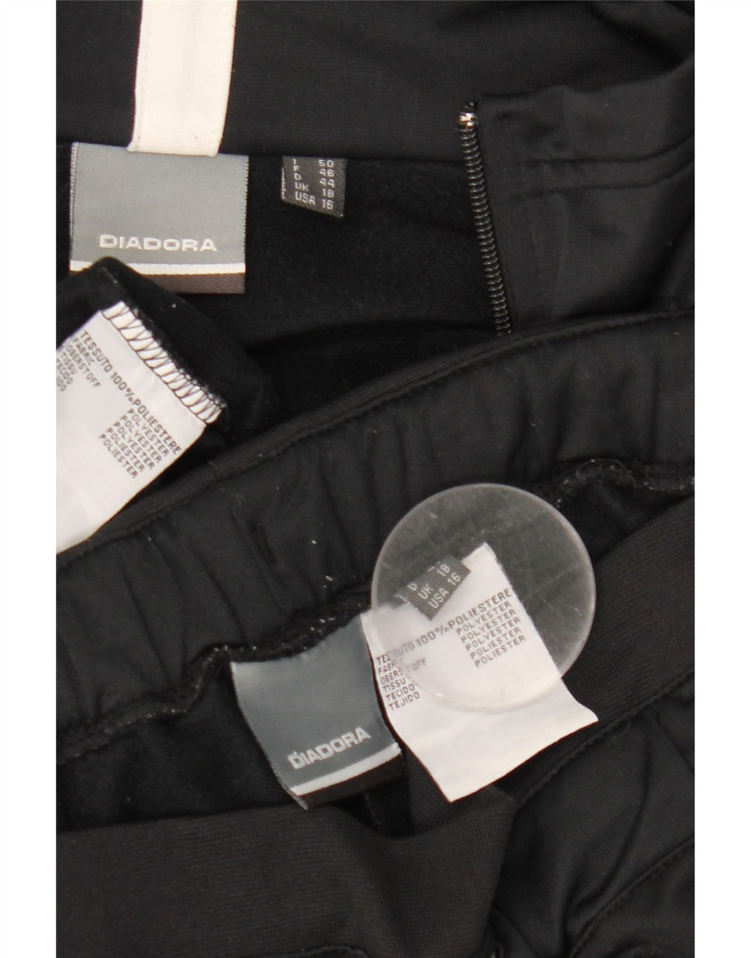 Diadora Womens Full Tracksuit UK 18 XL  Black Colourblock Polyester